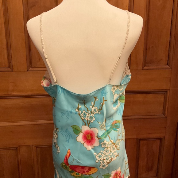 NATORI size M Light Blue Cherry Blossom satin cami / camisole top - Picture 3 of 9